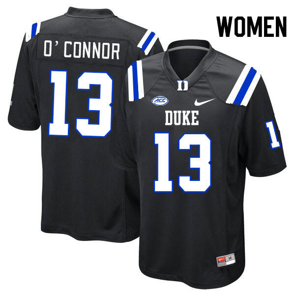 Women #13 Kevin O'Connor Duke Blue Devils College Football Jerseys Stitched-Black